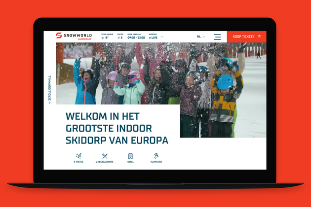 Afbeelding snowworld.com screenshot website op laptop