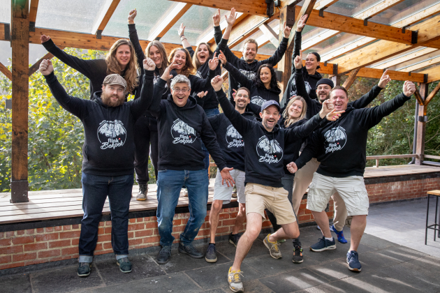 Groepsfoto Flink op bedrijfsweekend in Ardennen