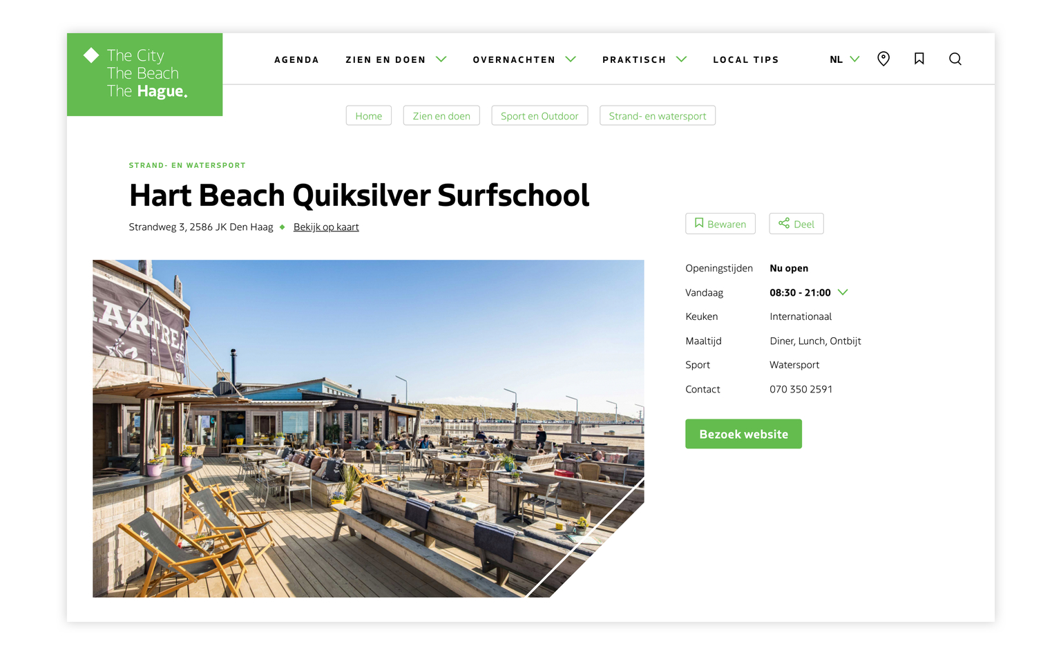 Locatie pagina op denhaag.com