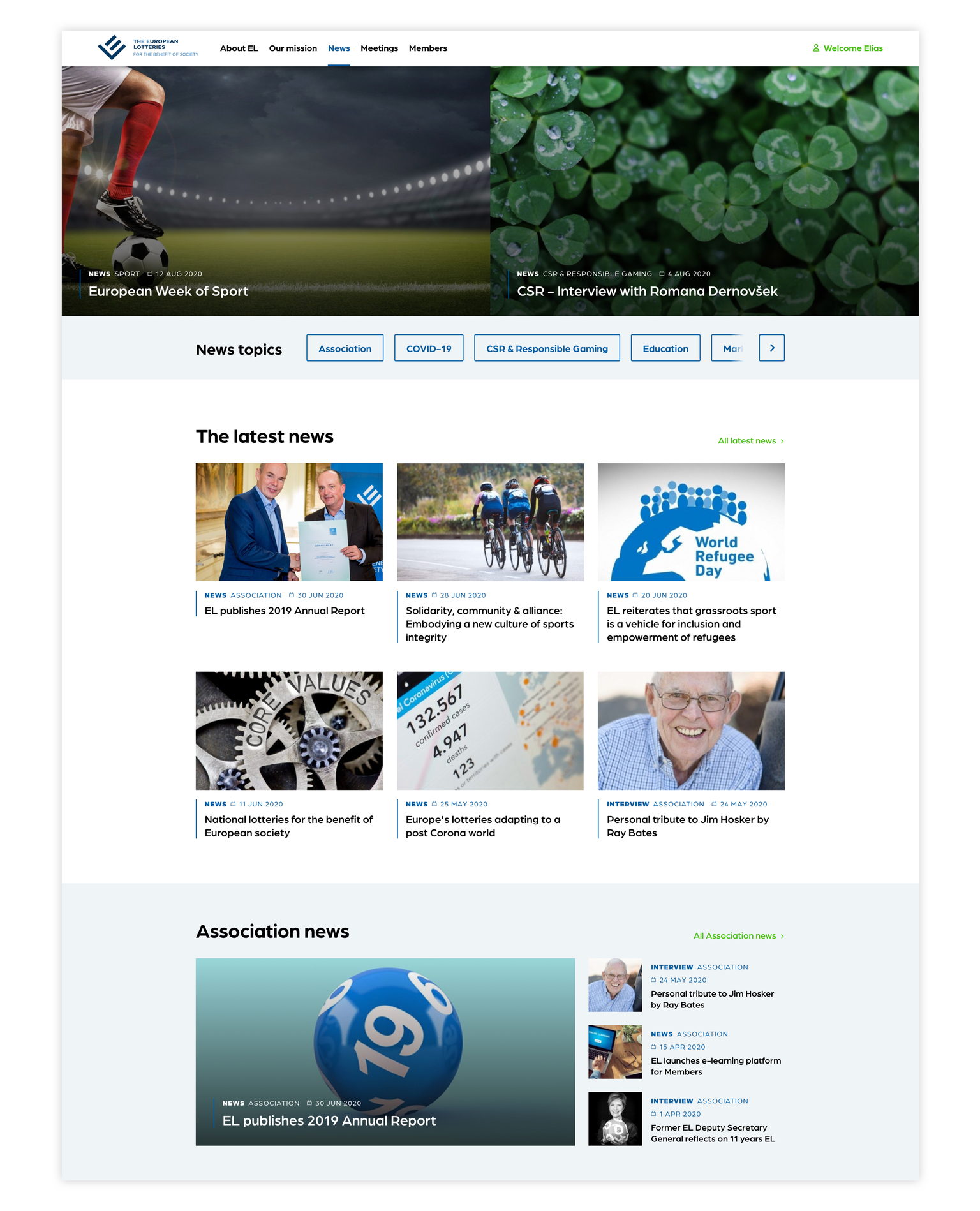 Nieuws overview pagina European Lotteries