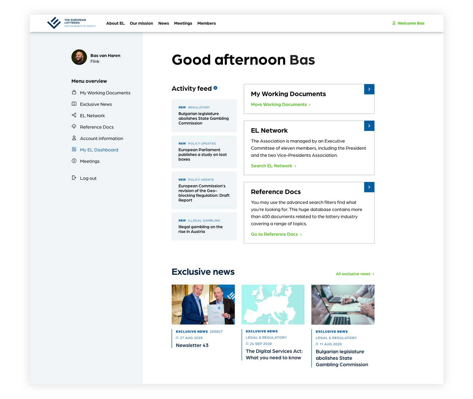 Mijn EL leden omgeving van European Lotteries