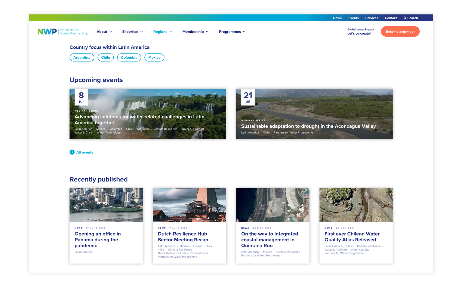 Pagina met evenementen NWP website