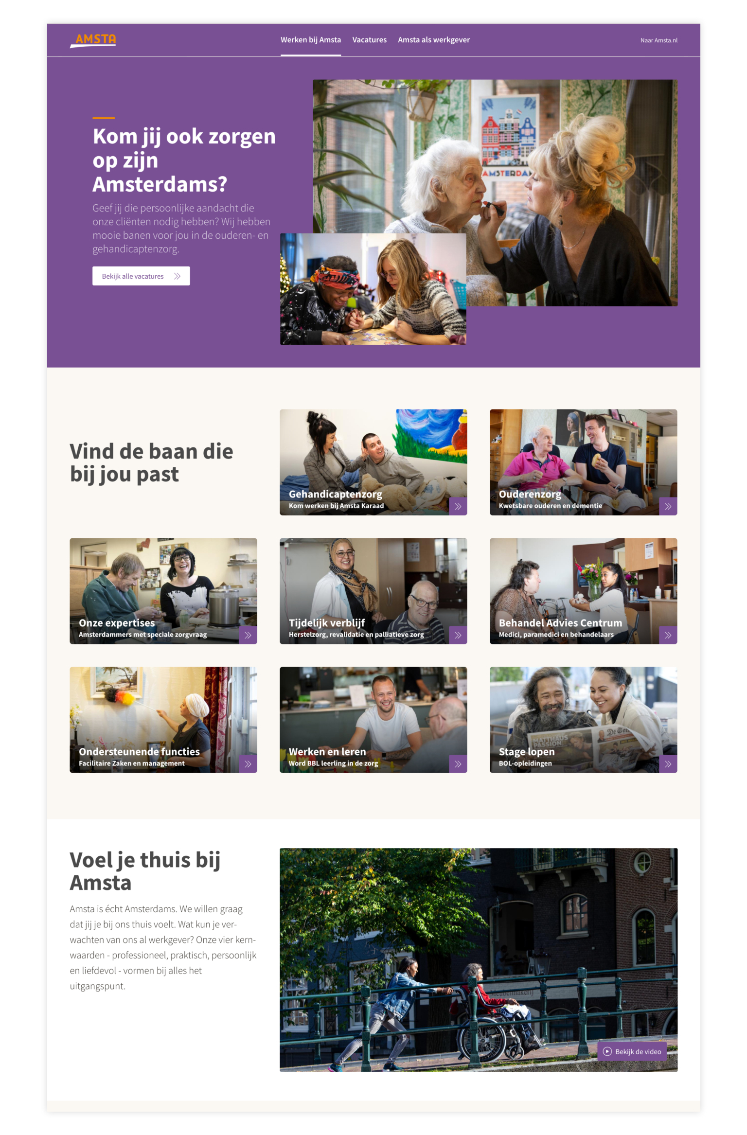 Screenshot Amsta werken bij