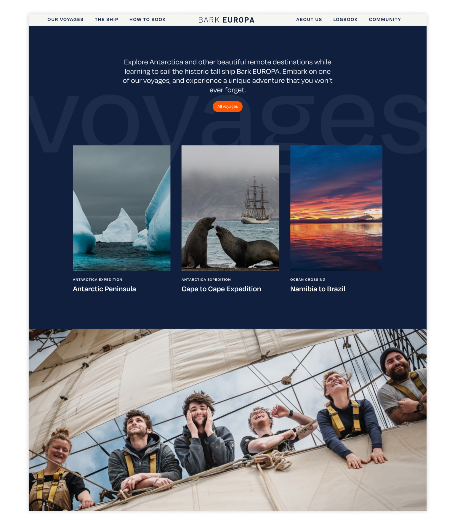 Bark Europa website voorbeeld homepage