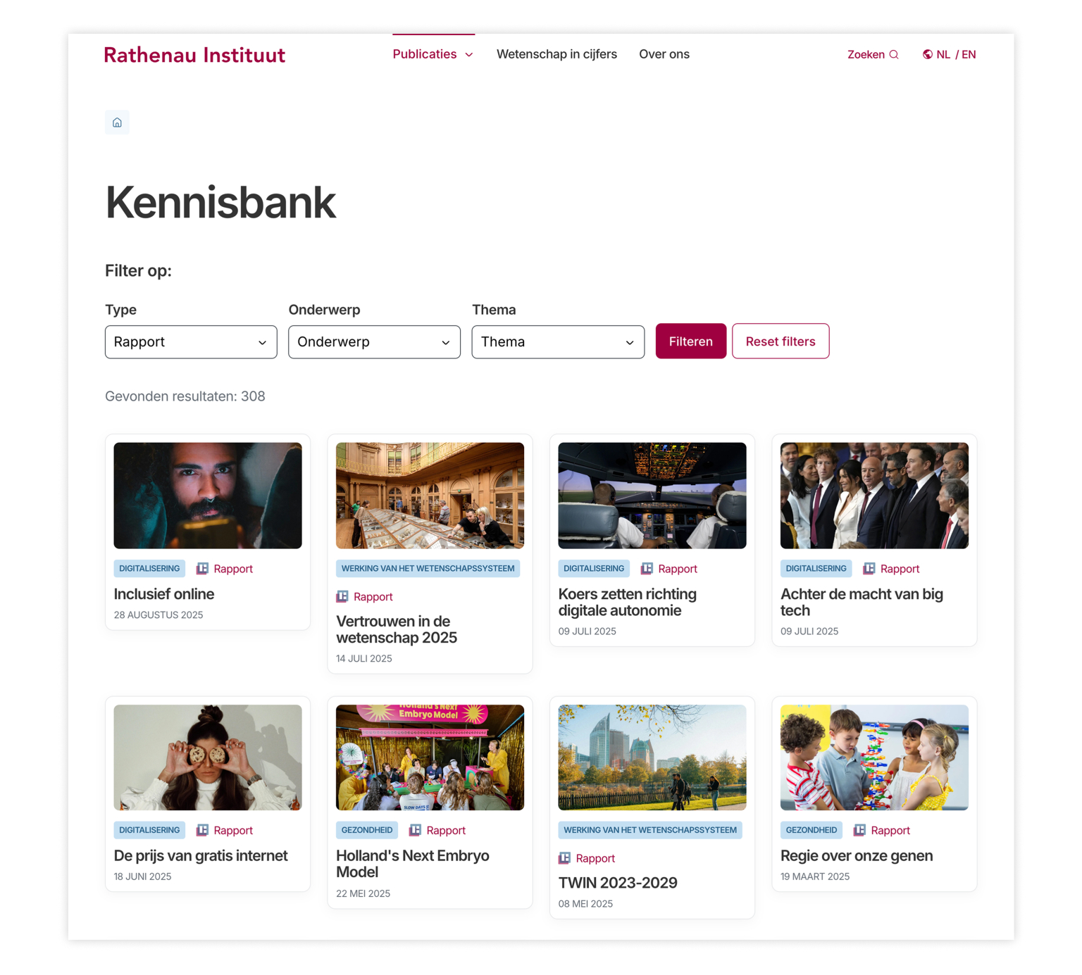 Screenshot breed kennisbank Rathenau