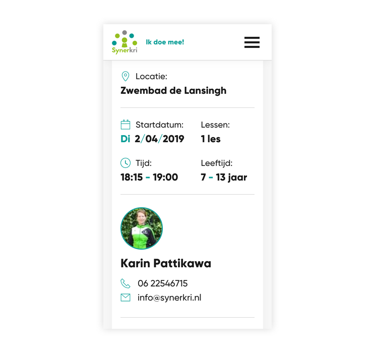 Screenshot website Synerkri case op smartphone