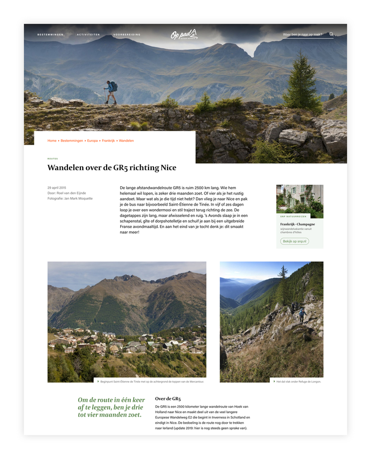 Contentpagina oppad - wandelen over de gr5 richting Nice