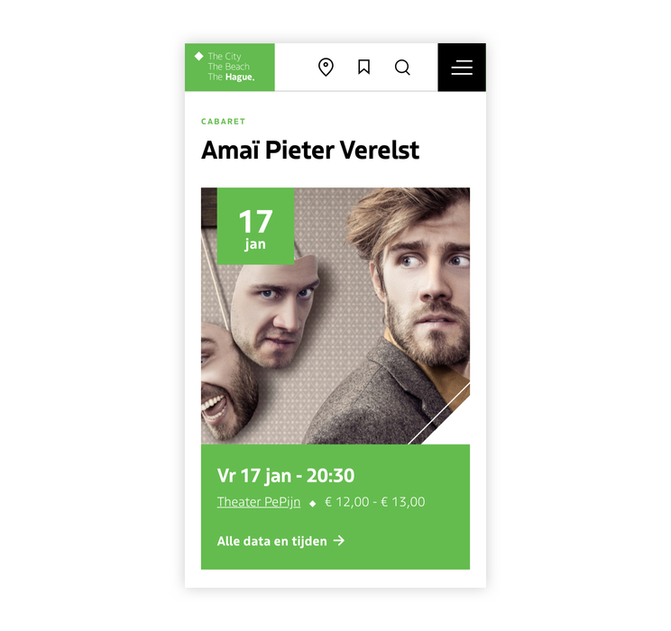 Evenement pagina denhaag.com op mobiel