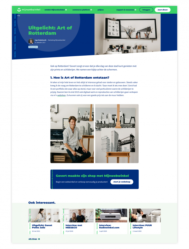 Mijnwebwinkel screenshot website uitgelichte klant