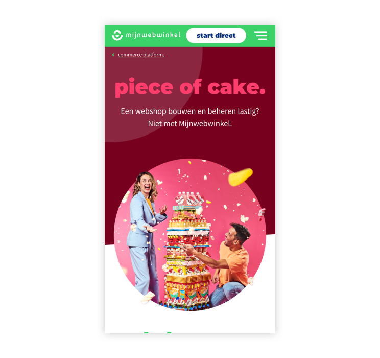 Mijnwebwinkel screenshot website piece of cake