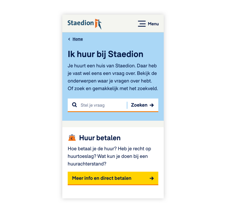 Ik huur bij Staedion menu