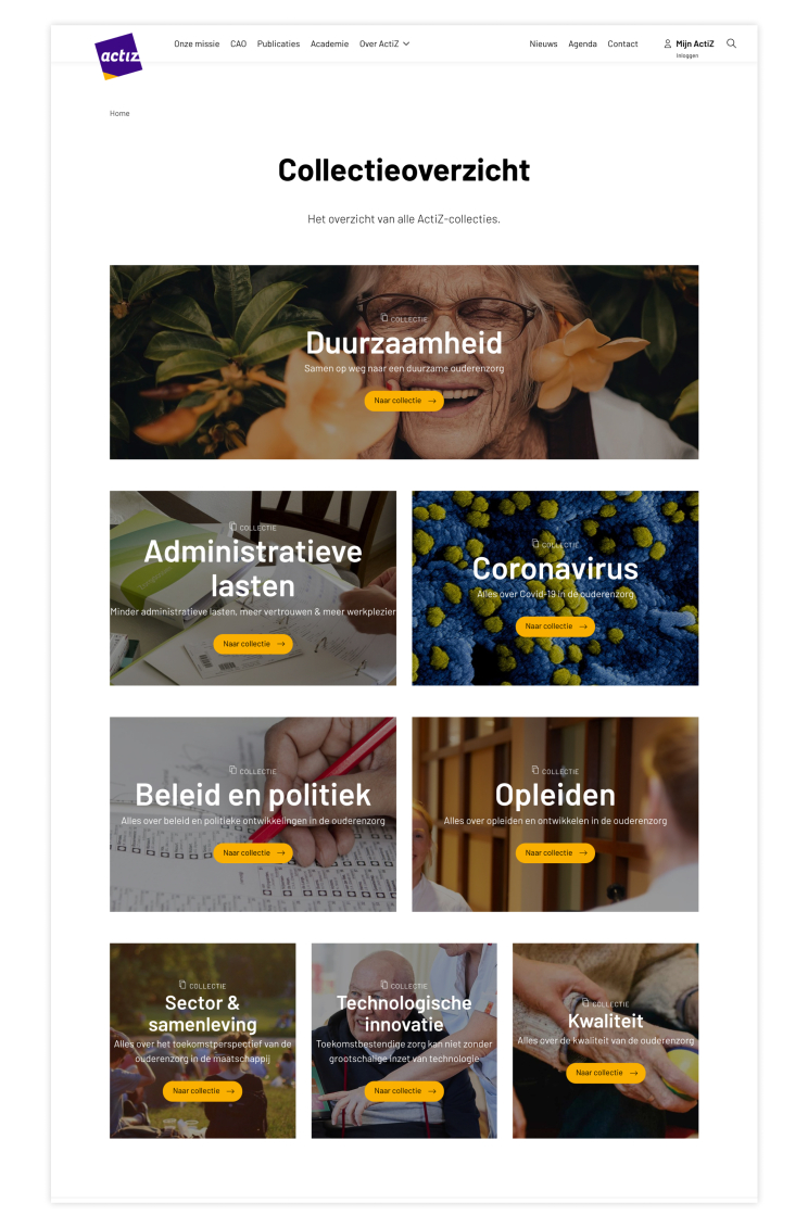 Collectieoverzicht van actiz.nl