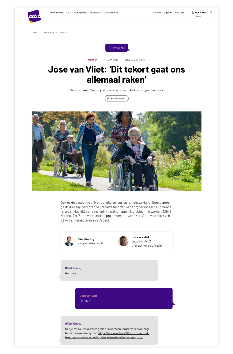 Voorbeeld artikel ActiZ