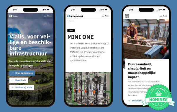 Screenshots mobiele schermen VolkerWessels multisite