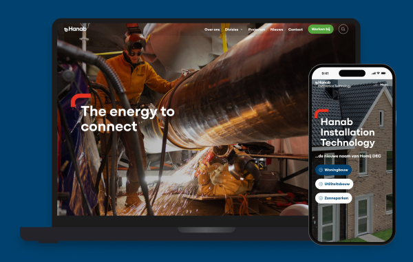 Screenshot homepagina Hanab op desktop en mobiel