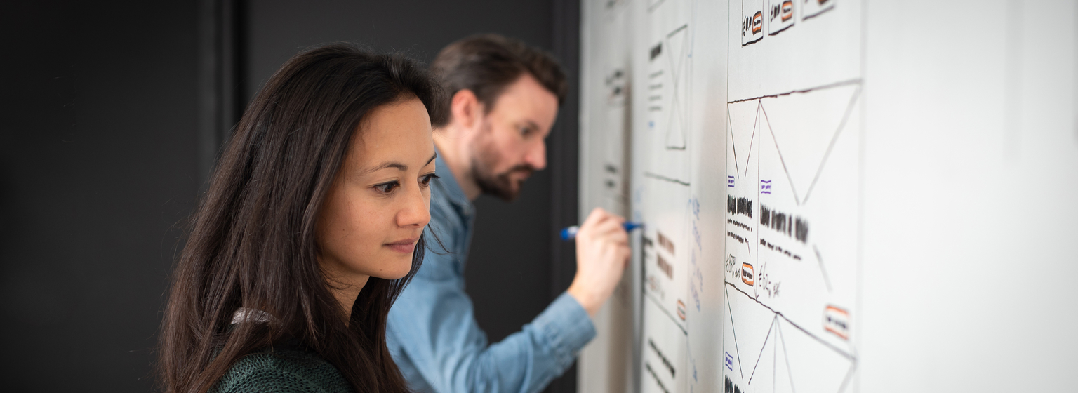 UX design op whiteboardwand