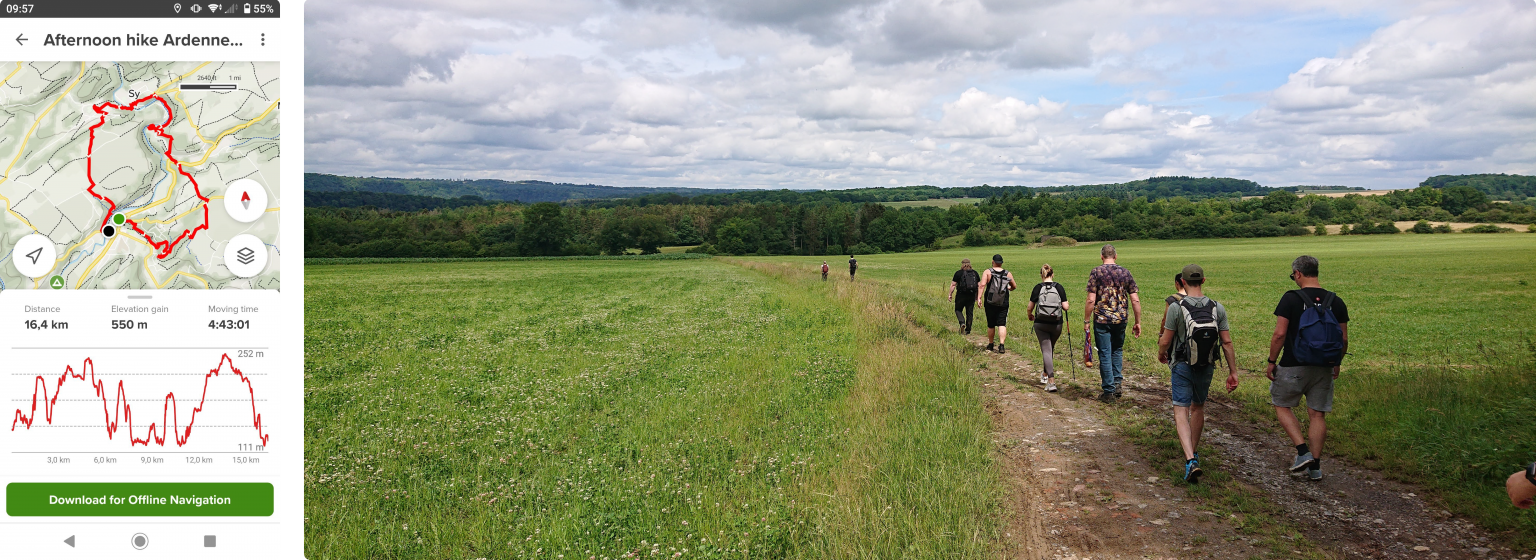 Wandelen door de groene heuvels van de Ardennen