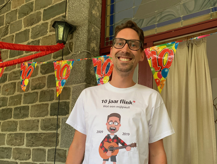 Back-ender Paul tijdens zijn tienjarig jubileum bij Flink