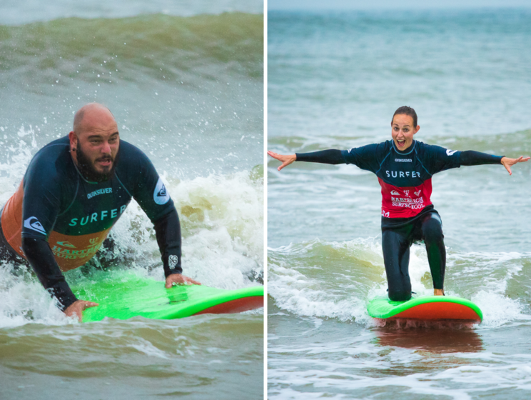 Bas en Lisette op de surfplank