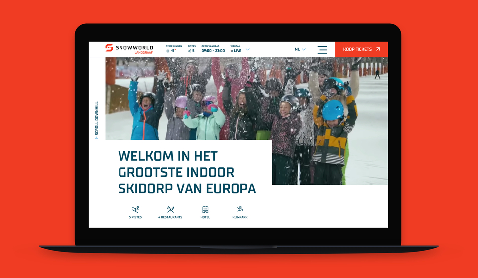 Afbeelding snowworld.com screenshot website op laptop