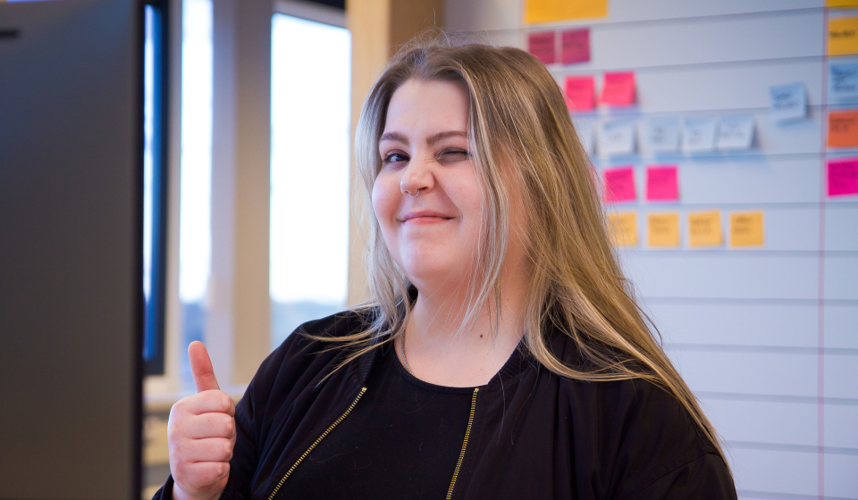 Stevie over haar front-end stage bij Flink