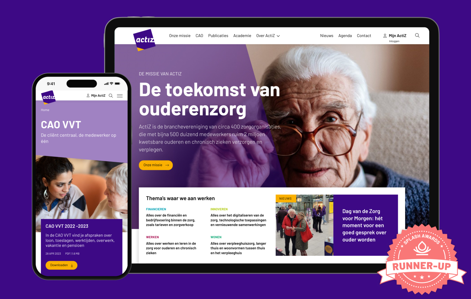Screenshots tablet en mobiel website ActiZ