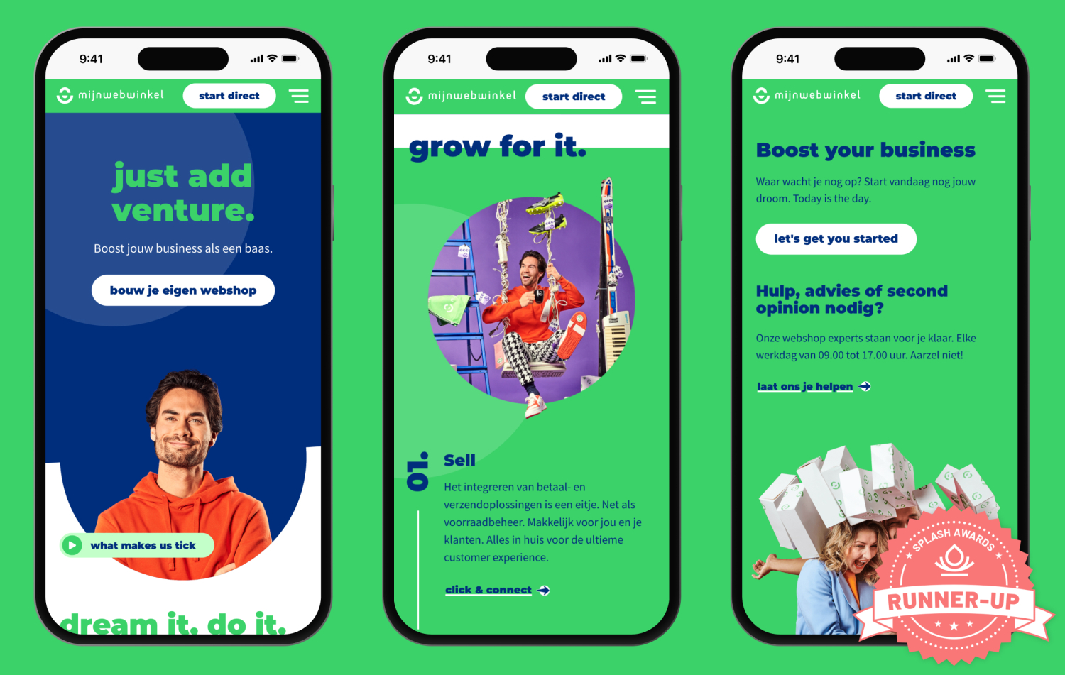 Screenshots mobiele schermen MijnWebwinkel